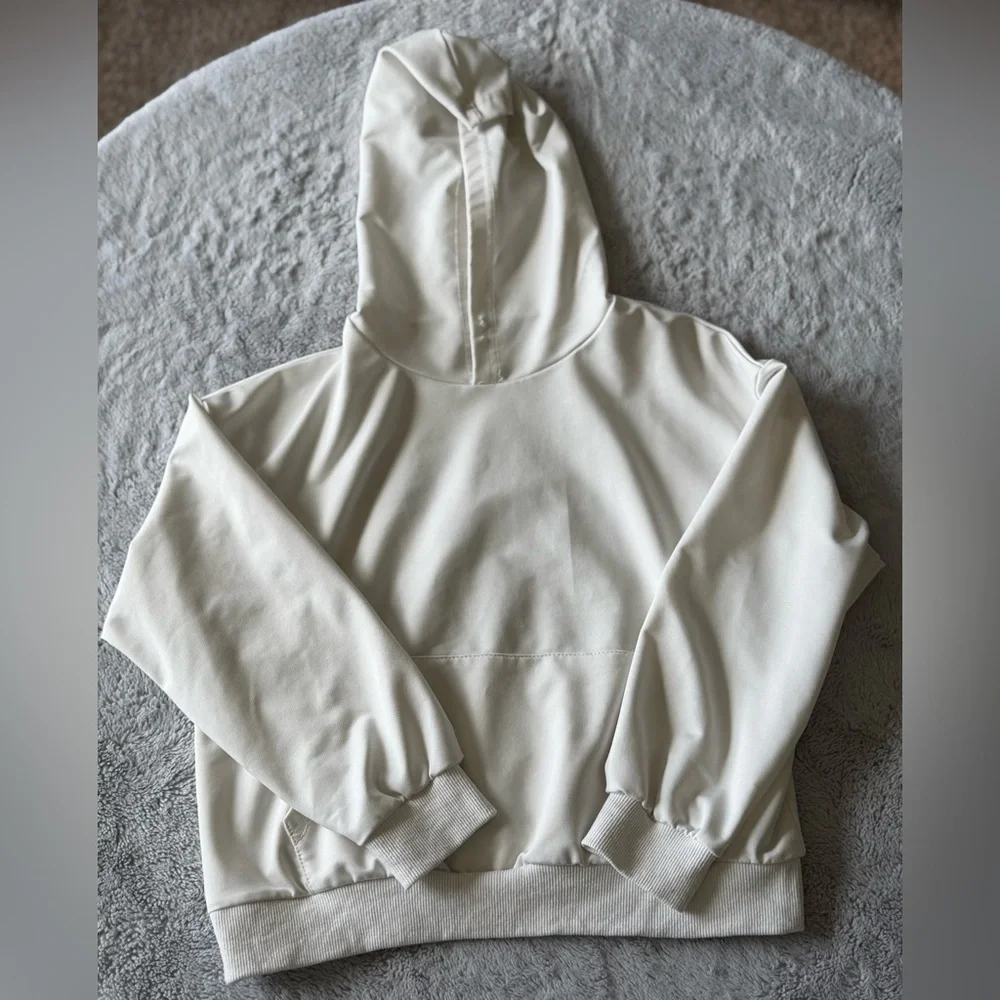 Cream Graphic Sweatshirt & Jogger Set with Black Slogan